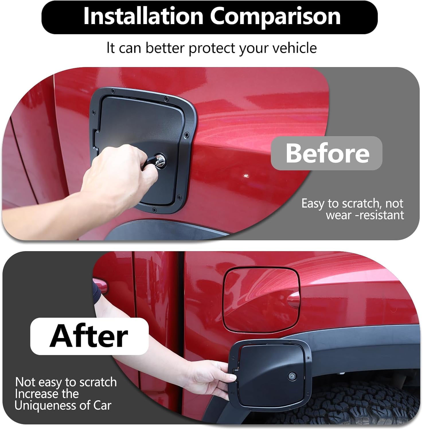 TINKI Fuel Tank Cap Replacement Anti-theft Lock Cap Compatible with Toyota Tacoma 2016-2022 Car Fuel Tank Gas Filling Cap Decoration, Gas Tank Door Cap with Lock accessories