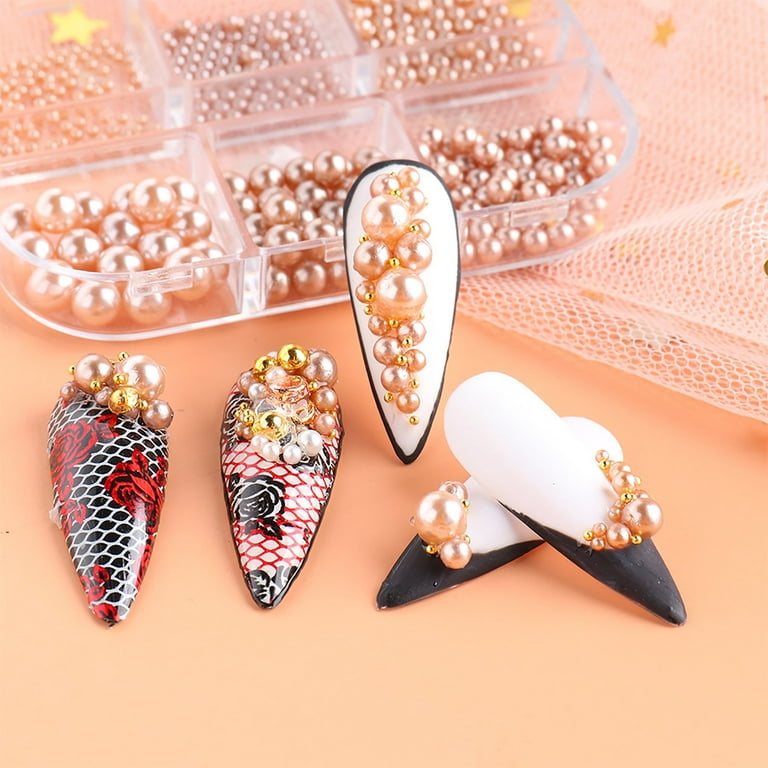 Daysxfd Nail Bling Back Nail Pearl Set White Rhinestone Half Round White Beige Pearl Home DIY Use Colorful Diamonds for Nails, Size: One size, Purple