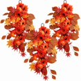 thumbnail image 5 of 3PCS Fall Harvest Sunflower Teardrop Swag Autumn Maple Leaves Pumpkin Door Hanging Thanksgiving Floral Wreath Wall Swag Decor, 5 of 5