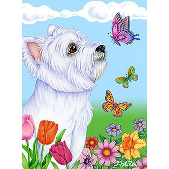 Westie - Best of Breed Butterfly Garden Flag