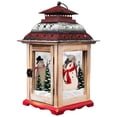 thumbnail image 3 of Northlight Snowmen Christmas Scene Rustic Wood Candle Lantern - 14.5", 3 of 9