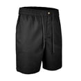 thumbnail image 5 of Mens Linen Shorts Casual Elastic Waist Drawstring 7 inch Inseam Shorts Stretch Summer Beach Wear Lightweight Black L, 5 of 5