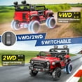thumbnail image 2 of Farmdex 24V 9AH 2 Seat Ride on Toys Car for Big Kids, 2WD/4WD Swatchable Electric Battery Powered Toys Car with 4x100W Powerful Motor, Remote Control, Bluetooth Music, LED Lights, Red, 2 of 8