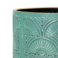 thumbnail image 3 of Boho Metal Waste Basket With Gold Base - Blue-Green - 12"H x 10"W, 3 of 4