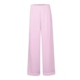 thumbnail image 5 of Lroveb Wide Leg Pants for Women, High Waisted Summer Pants Womens, Womens Solid Elastic Pants Waist Pink, 5 of 7