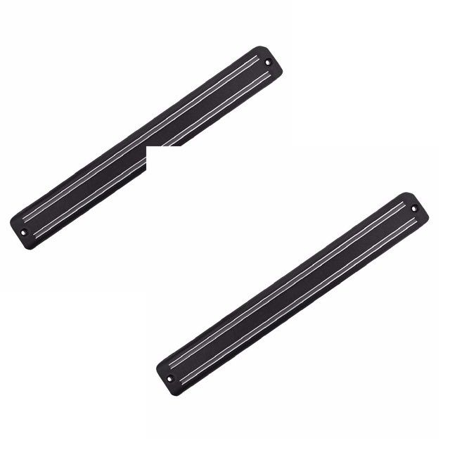 Oleegame 2PC Spoon And Lid Rest Kitchen Holder Wall Bar Strip Mounted Rack Magnet Display 33cm Tools & Home Improvement Black