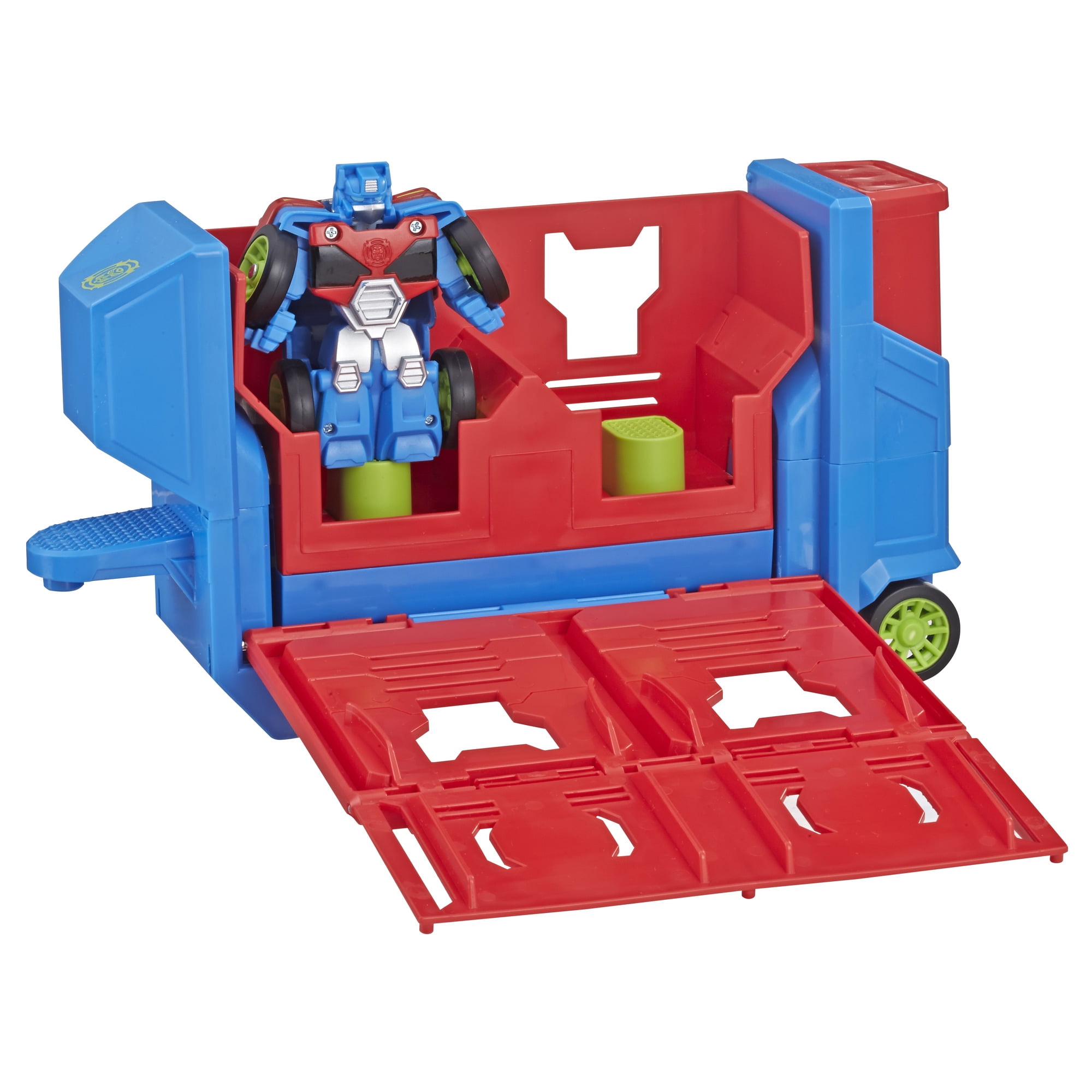transformers rescue bots flip racers race track trailer playset