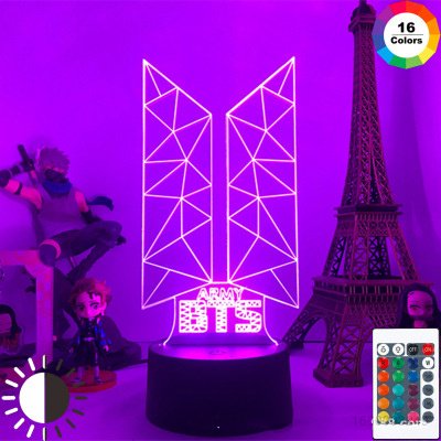 BTS Lámpara 3D K-pop Star Luces Nocturnas Anime Iluminación USB LED BT21 Oficina Escritorio Luz De Mesa Acrílico Regalo Remoto