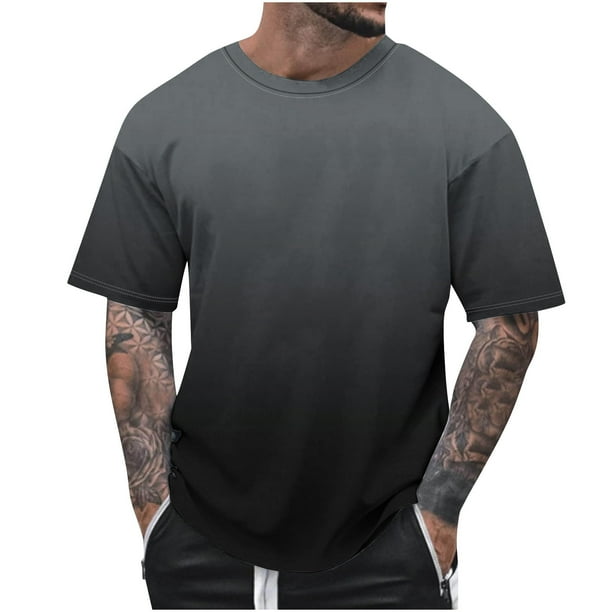 Camisetas de Cuello de la Tripulación de los Hombres de Verano Redondo Cuello Impreso Camiseta, Top Atlético de Secado Rápido Casual para los Hombres