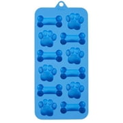 Dog Paw Bone Silicone Candy Mold Wilton 12 Cavities Blue