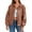 Light brown, variant on Womens Oversized Leather Bomber Jackets Cap Sleeve Zip Up Motorcycle Coats with Pockets