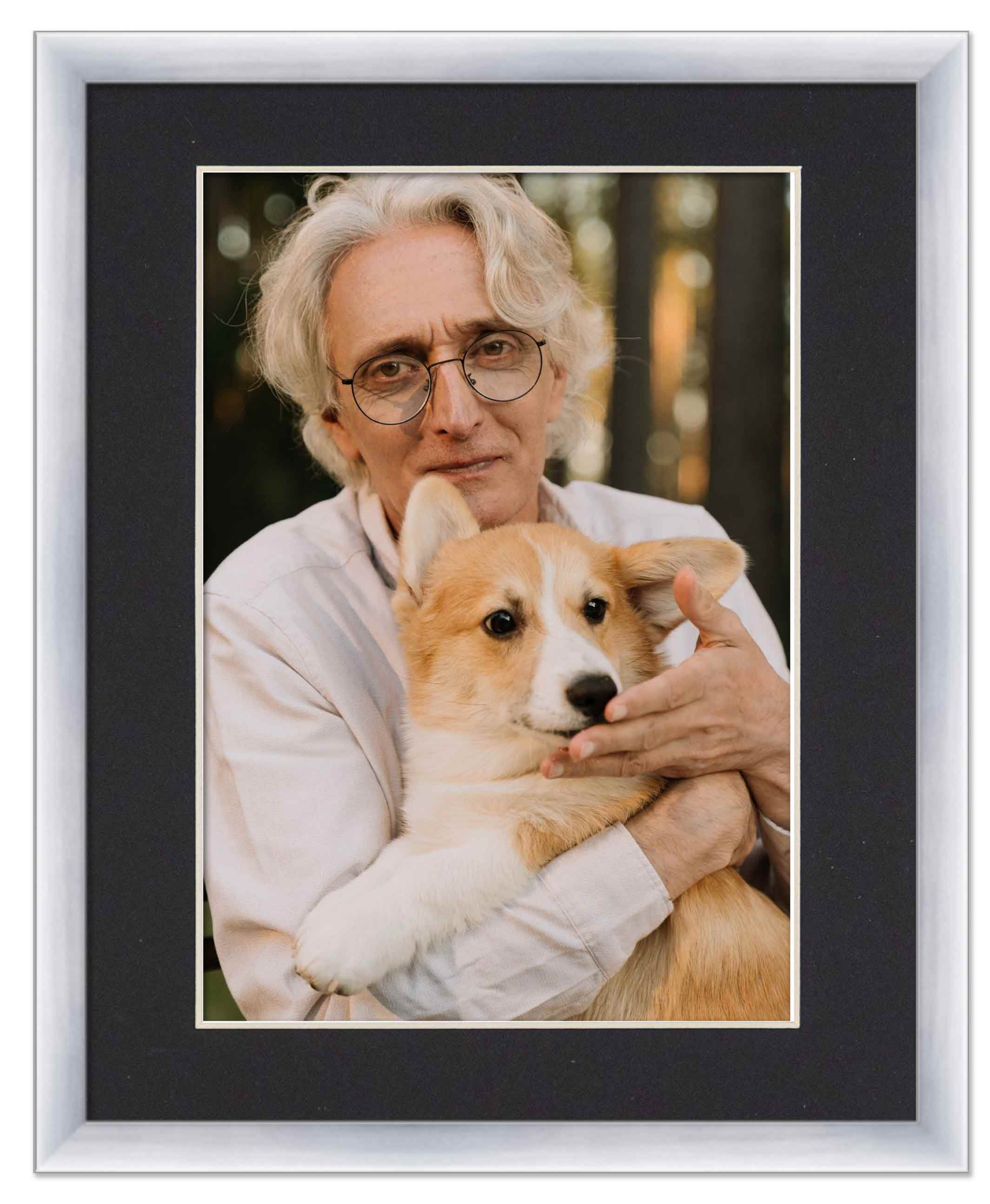 16x20 Frame Silver With Black Picture Mat For 16x20 Photo - Silver 18x24 Frame To Display Print or