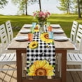 thumbnail image 4 of Sunflowers 36 Inch Table Runner, Black White Check Sunshine Buffalo Bee Farmhouse Dresser Scarf Cotton & Linen Tablerunner for Dining/Kitchen Island/Holiday Party Décor Small 13" x 36", 4 of 9