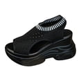 thumbnail image 5 of Rokment Platform Wedge Walking Sandals for Women Comfortable Breathable Athletic Mesh Knit Stretchy Chunky High Heels Slip on Fashion Sneakers Casual Open Toe Heeled Summer Shoes Black Size 6.5, 5 of 6