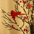 thumbnail image 3 of Minibee Vintage Glowing Tree with Cardinals, 21" LED Lighted Cardinal Tree with Berries, Tabletop Red Bird Holiday Decor for Christmas Home Display 2PCS, 3 of 8