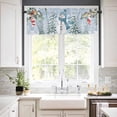 thumbnail image 3 of Blue Snowman Kitchen Curtains and Valances Set, Winter Christmas Tree Birds Snowflake Stocks Rod Pocket Window Valance Window Curtain Panels for Living Room Bedroom Laundry, 27.5x24in, 3 Pieces, 3 of 7