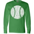thumbnail image 3 of Inktastic Distressed Baseball in White Long Sleeve T-Shirt, 3 of 5