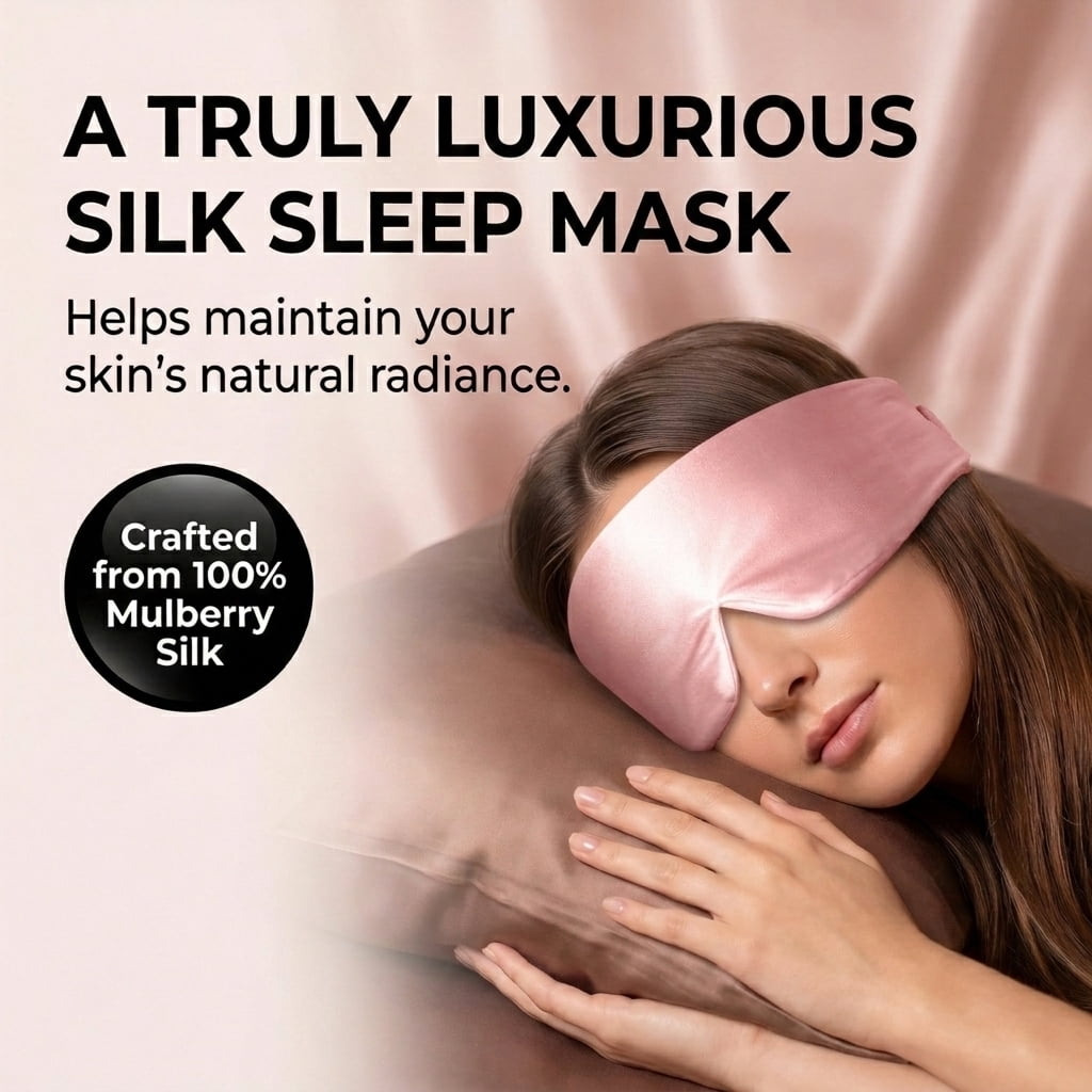 FACEMOON Silk Sleep Mask, Adjustable Cover, Cloud Curve Design for Rest