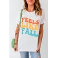 thumbnail image 1 of ABPHQTO Camiseta estampada de manga corta blanca FEELS LIKE FALL para mujer, 1 of 5