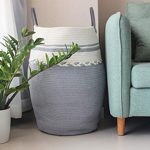 Oiahomy Laundry Hamper Woven Cotton Rope Large Clothes