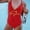 Red, variant on Women's Bride & Team Bride One-Piece Swimsuit, V-Neck Backless Bridal Party Swimwear, Bathing Suit, 5 Colors, Sizes S-XL