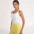 thumbnail image 3 of Women's V-Neck Cropped Tank Top with Spaghetti Straps and Built-In Bra for Yoga and Everyday Comfort - Small, White, 3 of 7