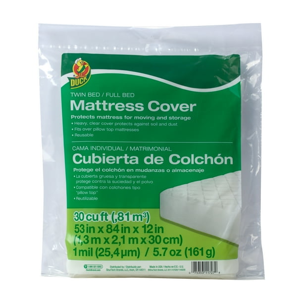 Duck Brand 53 In X 84 In X 12 In Clear Twin Full Mattress Cover Walmart Com Walmart Com