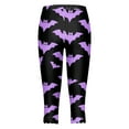 thumbnail image 5 of YDFCWXW Halloween Capri Pants for Women High Waisted Capri Leggings Tummy Control Stretch Soft Yoga Pants for Workout Gym Purple, M, 5 of 5