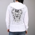 thumbnail image 5 of Hot Leathers GLZ4237 Ladies 'Sugar Skull' Lightweight Slubby Hooded White Hoodie Large, 5 of 5