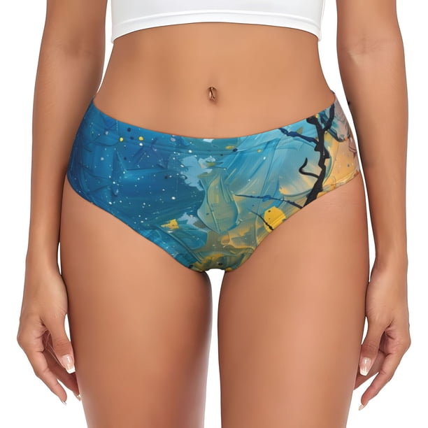 Balery Abstract Night Sky Tree Ropa Interior de Algodón para Mujer con Dibujo – Braguitas Cómodas y Elásticas, Estilo Clásico-Medium