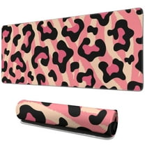 Long Mouse Pads for Desk,Pink and Black Of Leopard Print Desk Mats on Top Of Desks, Desk Mouse Pad Extra Large with 3mm Non-Slip Base and Stitched Edge for Gaming,Office,Work,Home 31.5"x11.8"