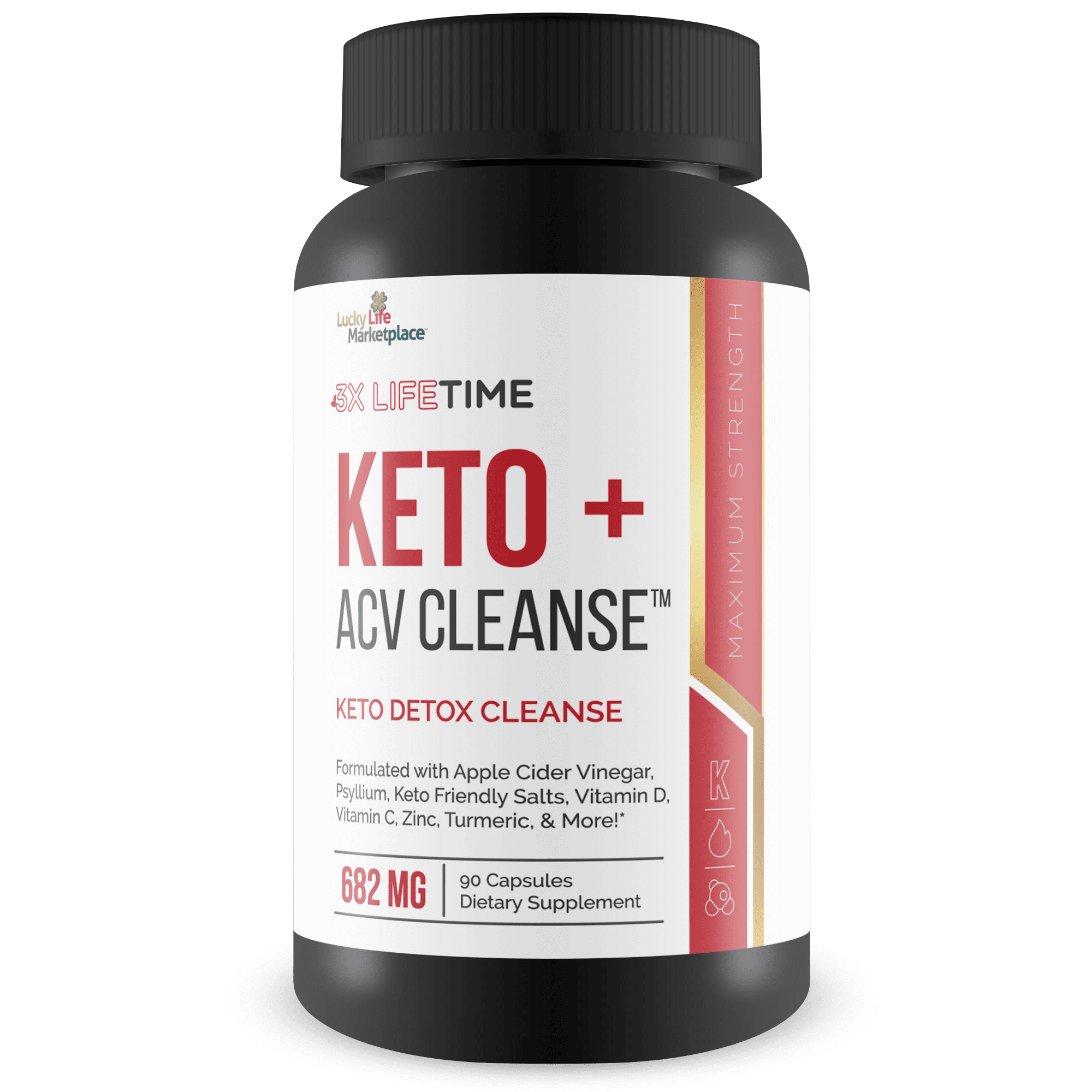 3X Lifetime Keto + ACV Cleanse - Keto Detox Cleanse for Full Body Cleansing - 90 Day Supply - Help Reduce Belly Bloat w/Psyllium Digestive Support - Promote Energy & Focus - Keto Detox Cleanser