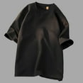 thumbnail image 2 of LNWUY (M-5XL) Men's Big and Tall T Shirts Summer Solid Color Loose Fit Crew Neck Short Sleeve Casual Streetwear Baggy Basic Tops Black M, 2 of 6