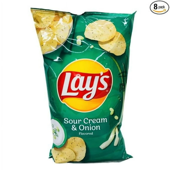 The Snack Store Bundle Lays Sour Cream & Onion, Pack of 8 (2.25 oz Bags)