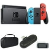 Nintendo Switch 32 GB Console w/Neon Blue and Red Joy-Con (HACSKABAA) + Accessories Bundle Includes, USB Type-C Bluetooth Audio Transmitter, 2-Pack Screen Protector and Hard Shell Carrying Case