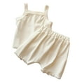 thumbnail image 2 of Cethrio Kids Girls Outfit Sets, Solid Color Sleeveless Summer Shirts and Shorts Set White Size 4-5 T, 2 of 5