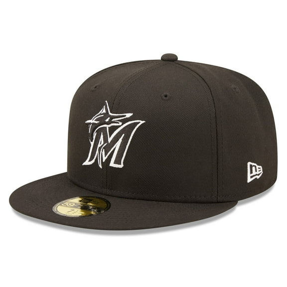 Men's New Era Black Miami Marlins Logo 59FIFTY Fitted Hat