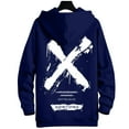 thumbnail image 6 of Felirenzacia Unisex Graphic Hoodie for Men Women, X Cross Print Long Cuffed Sleeve Hooded Pullover Sweatshirt,Navy,2XL, 6 of 8