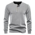 thumbnail image 2 of pstuiky camisa de manga larga para hombre, Suéter informal de manga larga con cuello redondo y medio botón para hombre, de color liso y moderno camisetas de hombre s, 2 of 9