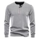thumbnail image 2 of pstuiky camisa de manga larga para hombre, Suéter informal de manga larga con cuello redondo y medio botón para hombre, de color liso y moderno camisetas de hombre s, 2 of 9