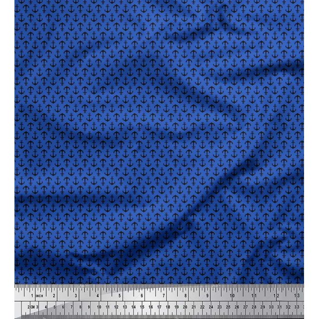 Soimoi Poly Georgette Fabric Anchor Hook Shirting Decor Fabric Printed Yard 52 Inch Wide