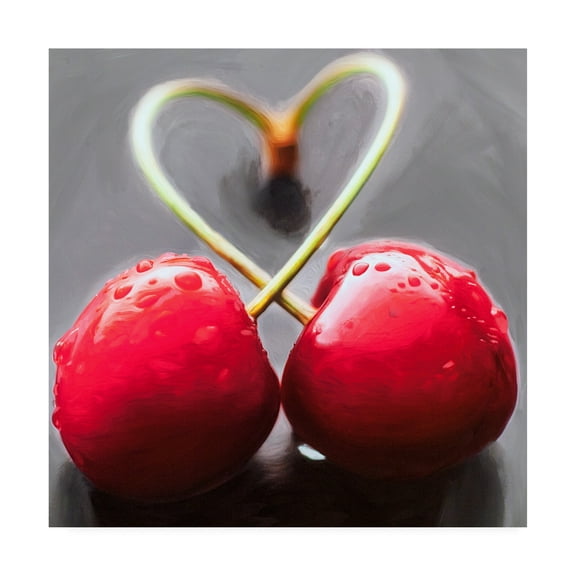 Trademark Fine Art 14 x 14 Cuisine Canvas Art ' Cherry Heart ' by Roderick Stevens