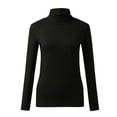thumbnail image 4 of Rovga Women Sweater Tight Fitting High Elastic Solid Color Long Sleeve Turtleneck Cotton Tops Trendy Streetwear, 4 of 5