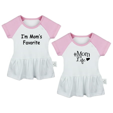 

Pack of 2 Mom Life & I m Mom s Favorite Funny Dresses For Baby Newborn Babies Skirts Infant Princess Dress Toddler Frocks (Pink Raglan Dresses 6-12 Months)