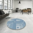 thumbnail image 4 of Ahgly Company Machine Washable Indoor Round Transitional Jeans Blue Area Rugs, 7' Round, 4 of 7