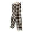thumbnail image 5 of FUNUONY Pajama Pants for Women, Wide Leg Comfy Casual Lounge Yoga Loose Pants Women's Gingham Pajama Pants Cotton Pj Bottoms Casual Plaid Sleep Pants with Pockets Brown Xxl, 5 of 5