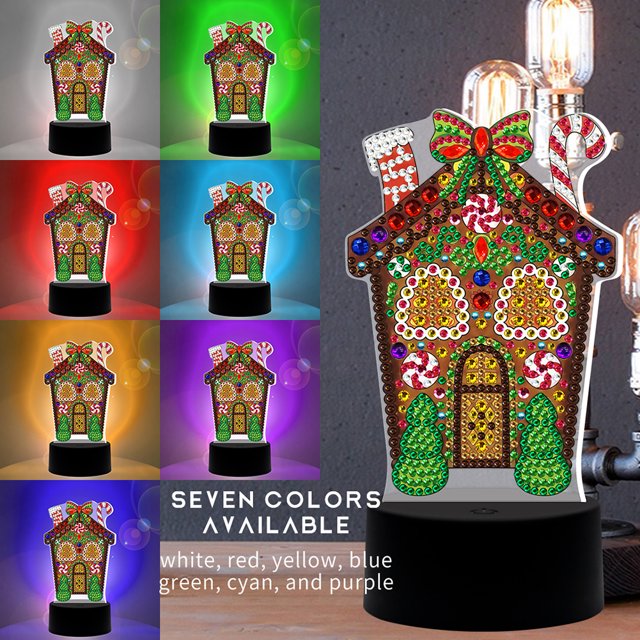 Cuadros Decorativos Bricolaje casa de pan de jengibre diamante pintura en forma especial pedrería LED lámpara de noche Ehuebsd Nuevos Originales