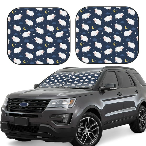 Balery Cute Sheep 1 Parasol para parabrisas de coche de 2 piezas | Parasol plegable para parabrisas delantero de coche para la mayoría de sedanes-Medium