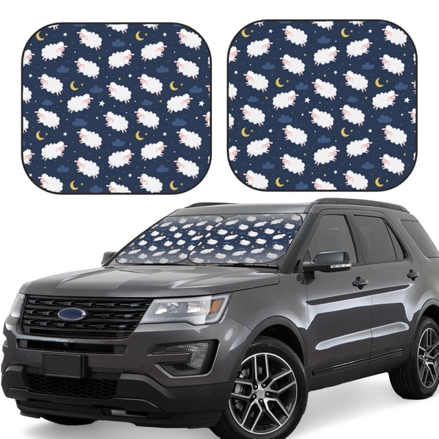Balery Cute Sheep 1 Parasol para parabrisas de coche de 2 piezas | Parasol plegable para parabrisas delantero de coche para la mayoría de sedanes-Small