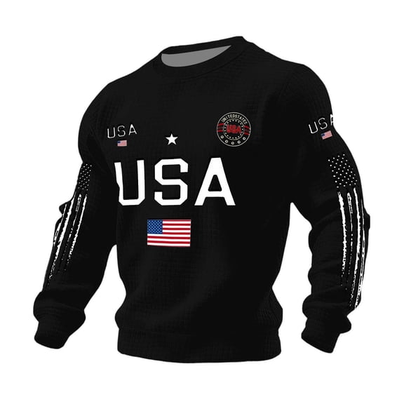 Sweatshirt for Men Patriotic Themed Hoodless Crew Neck Long Sleeve Pullover Casual Winter Top